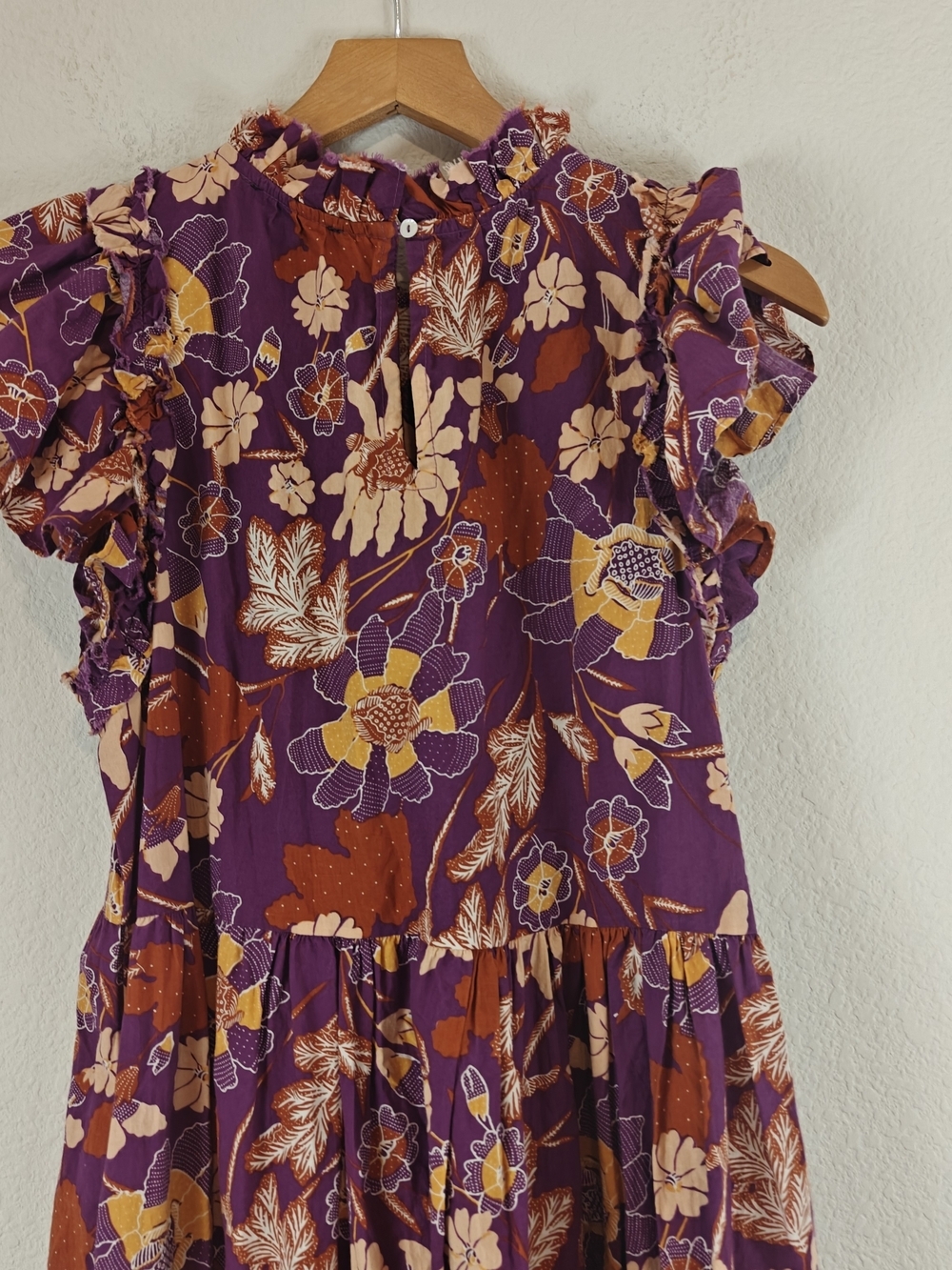 House of Harlow 1960 Romantic Floral Cotton Mini Dress Flutter Sleeve Pockets S - Picture 11 of 13